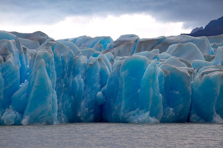 Het front van de Greygletsjer.  NP Torres del Paine.