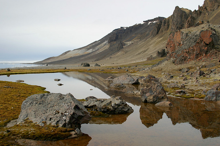 Het vulkanische landschap van Hall.