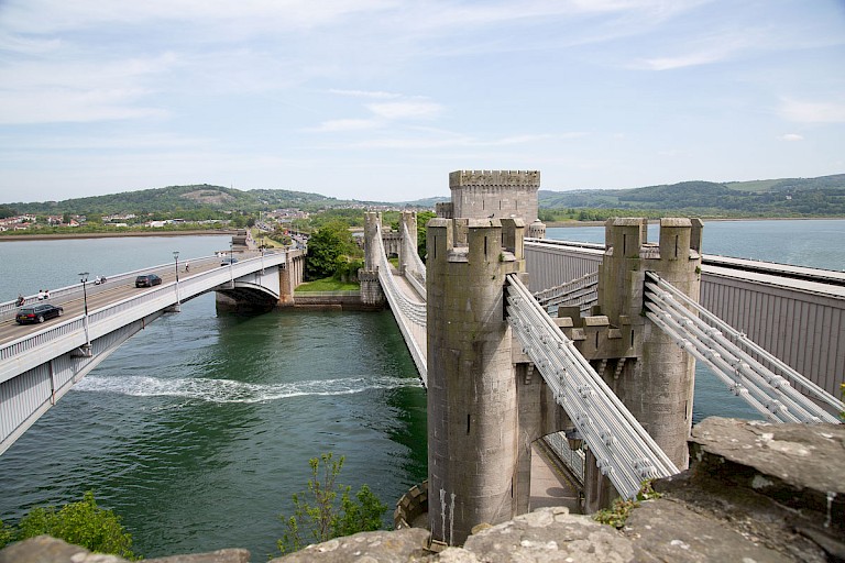 Uitzicht vanaf de kasteelmuur Conwy