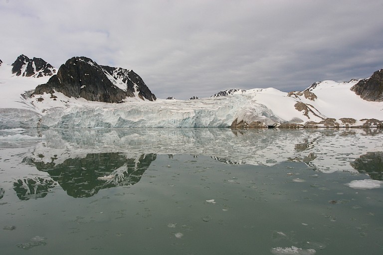 Raudfjorden met gletsjerfront van Hamiltonbreen.