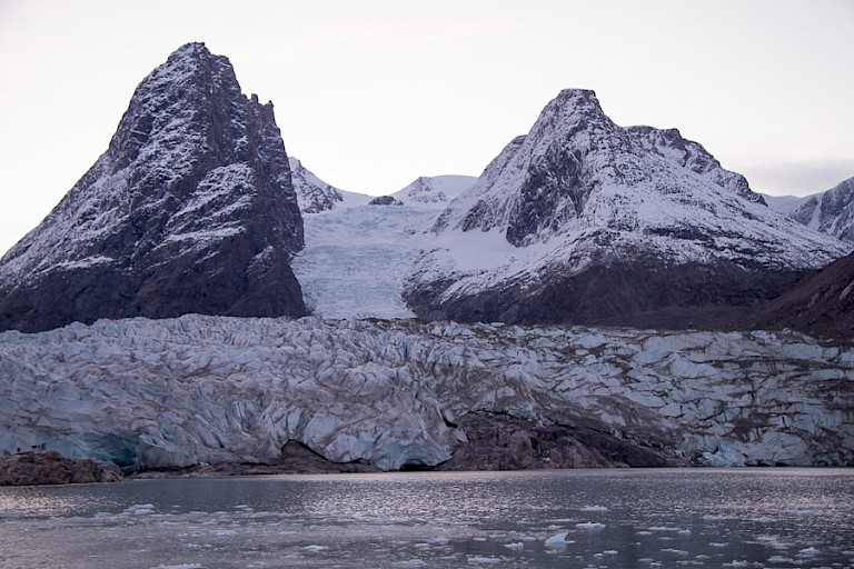 De grote gletsjer achterin de Evighedsfiord.