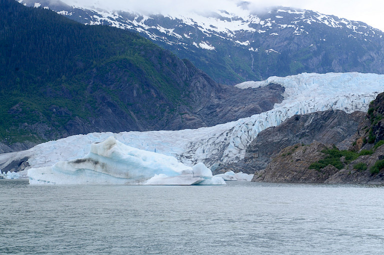 Langs een groot deel van de Inside Passage eindigen gletsjers in de fjorden.