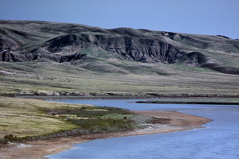 Het ruige landschap langs de oevers van de Horton.