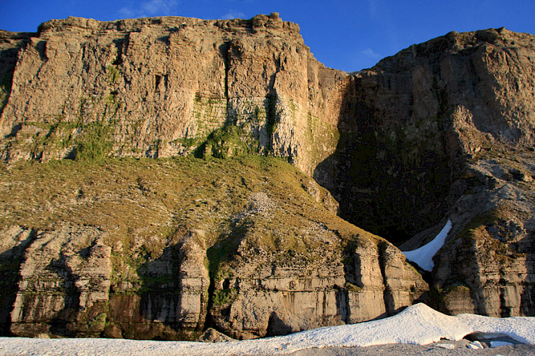 Hoog op de kliffen van Akpatok broeden zeevogels.