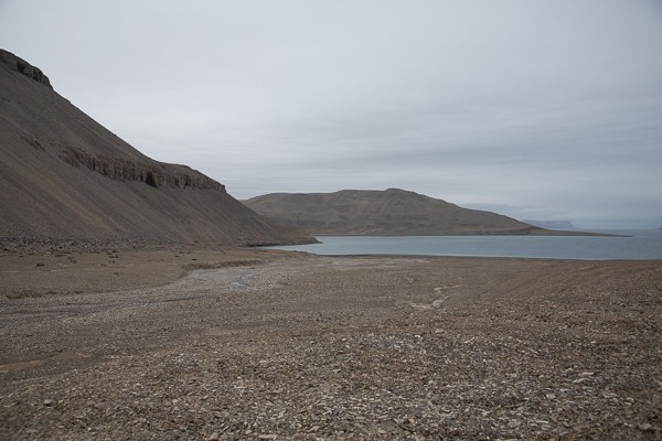 Wandeling bij Maxwell Bay naar de waterval. Een desolate woestijnachtig gebied.