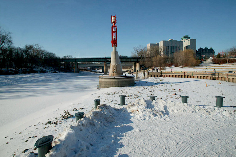 De Red River bij Winnipeg.