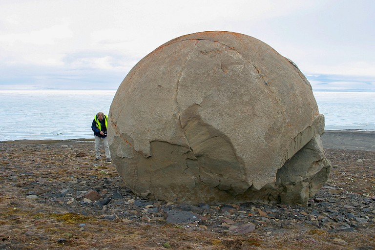Een van de grote "bollen" op Cape Fiume met een diameter van meer dan 2 meter.