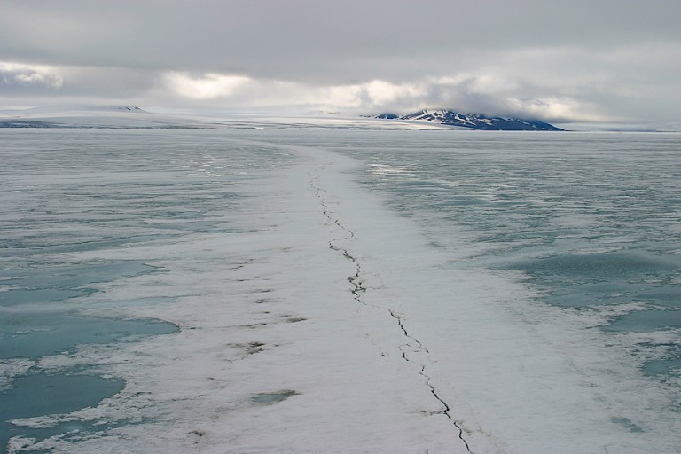 Het pakijs blijft lang aanwezig op Franz Josefland.