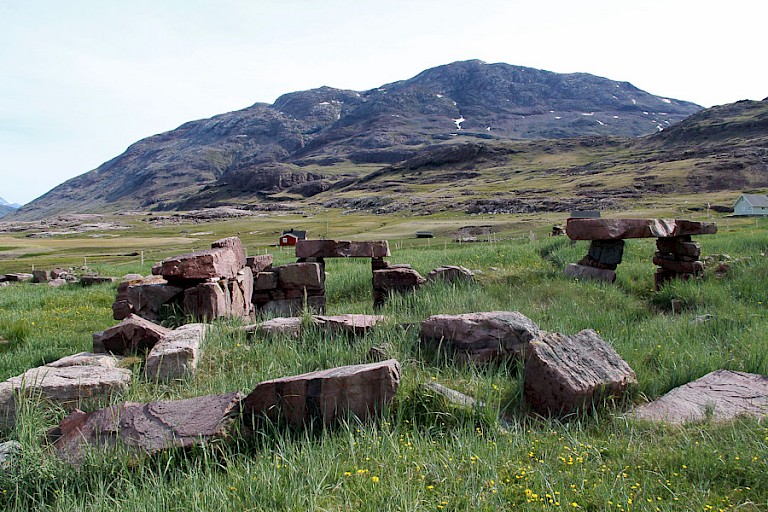 Ruïnes van Garðar bij Igaliku, Zuid-Groenland