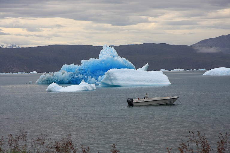 IJsbergen kunnen overal in de fjorden drijven.