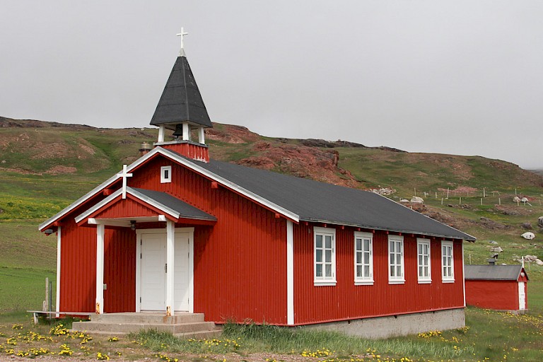 De rode kerk van Qassiarsuk.
