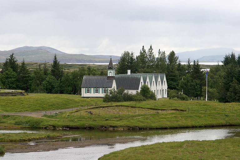Gebouwen in het Þingvellir NP.