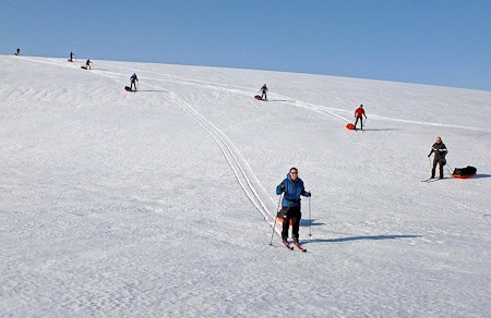De laatste etappe! Skitrekking over de Sprengisandur. Foto: IMG.