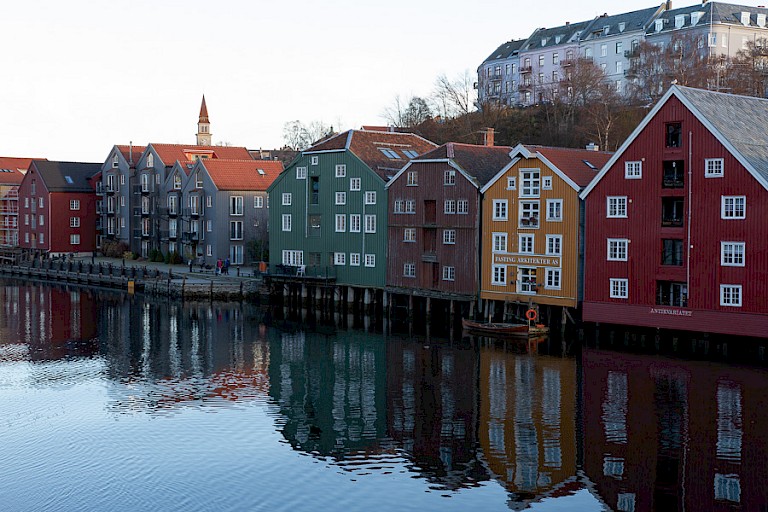 Historische pakhuizen in Trondheim.