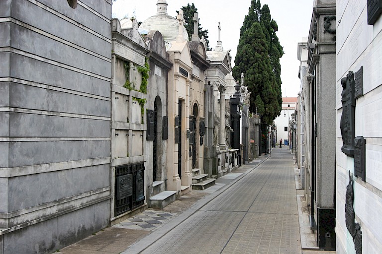 Het monumentale kerkhof, Cementerio de la Recoleta, met het graf van Evita Peron.