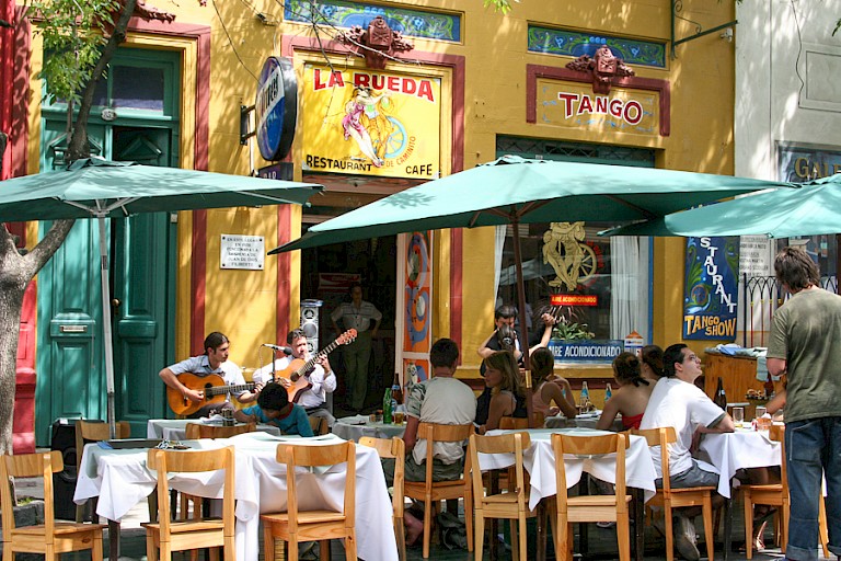 Tango en levende muziek in La Boca.